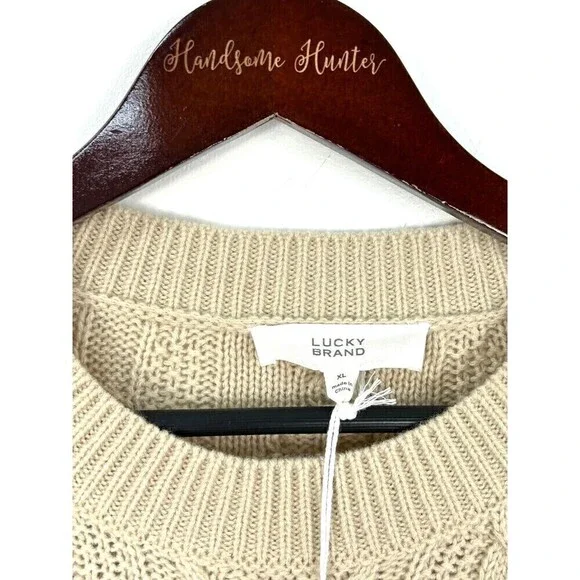 New Lucky Brand Womens Size XL Peyote Beige Cable Knit Chunky Sweater Dress N4 - Picture 10 of 12